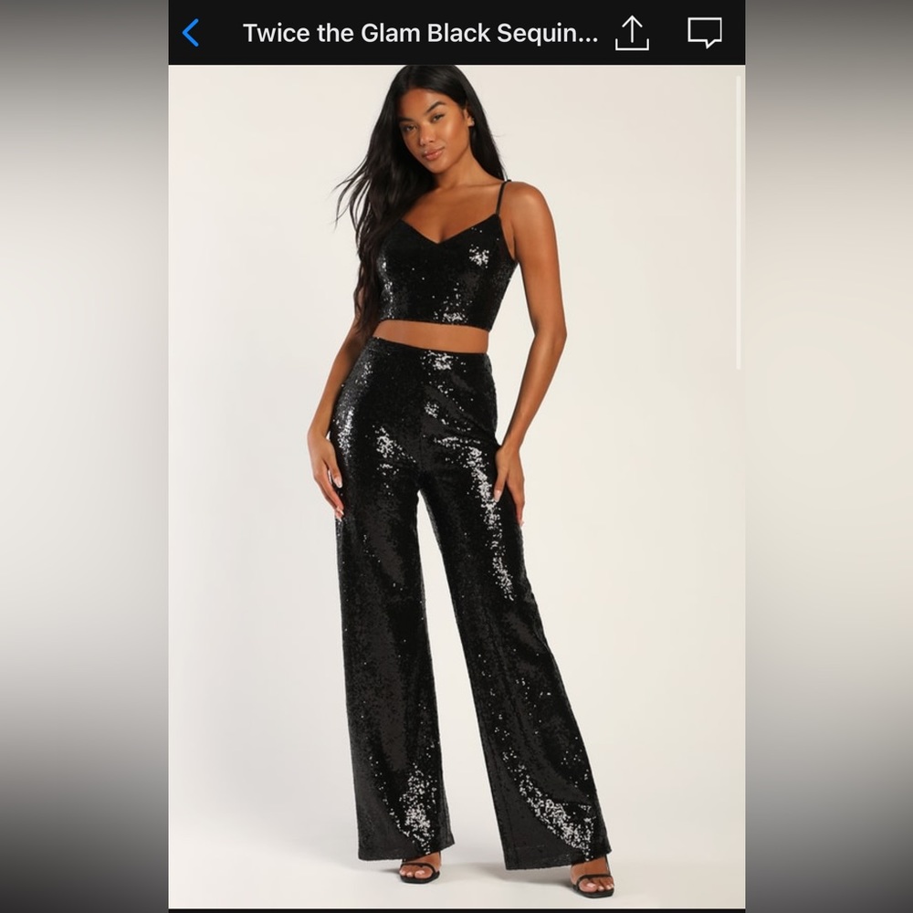 Black sequin two piece set